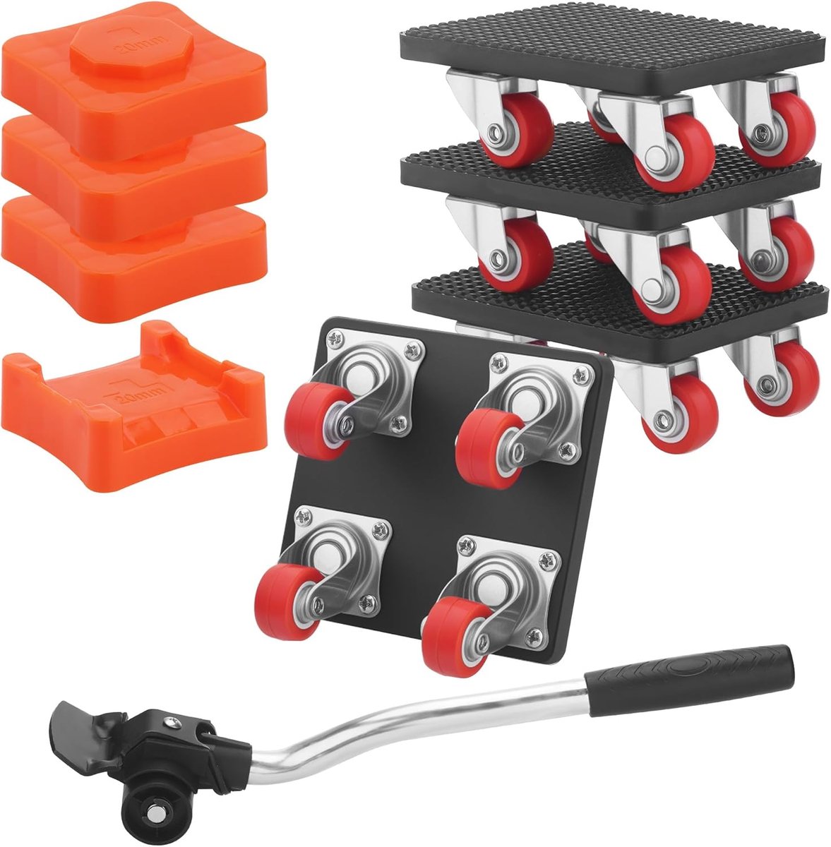 SnelShoppen - Furniture Transport Roller Set met 4 Meubelrollers en Laadlifters, 360 Graden Draaibare Wielen, 500 kg Laadcapaciteit, Meubeltransport v