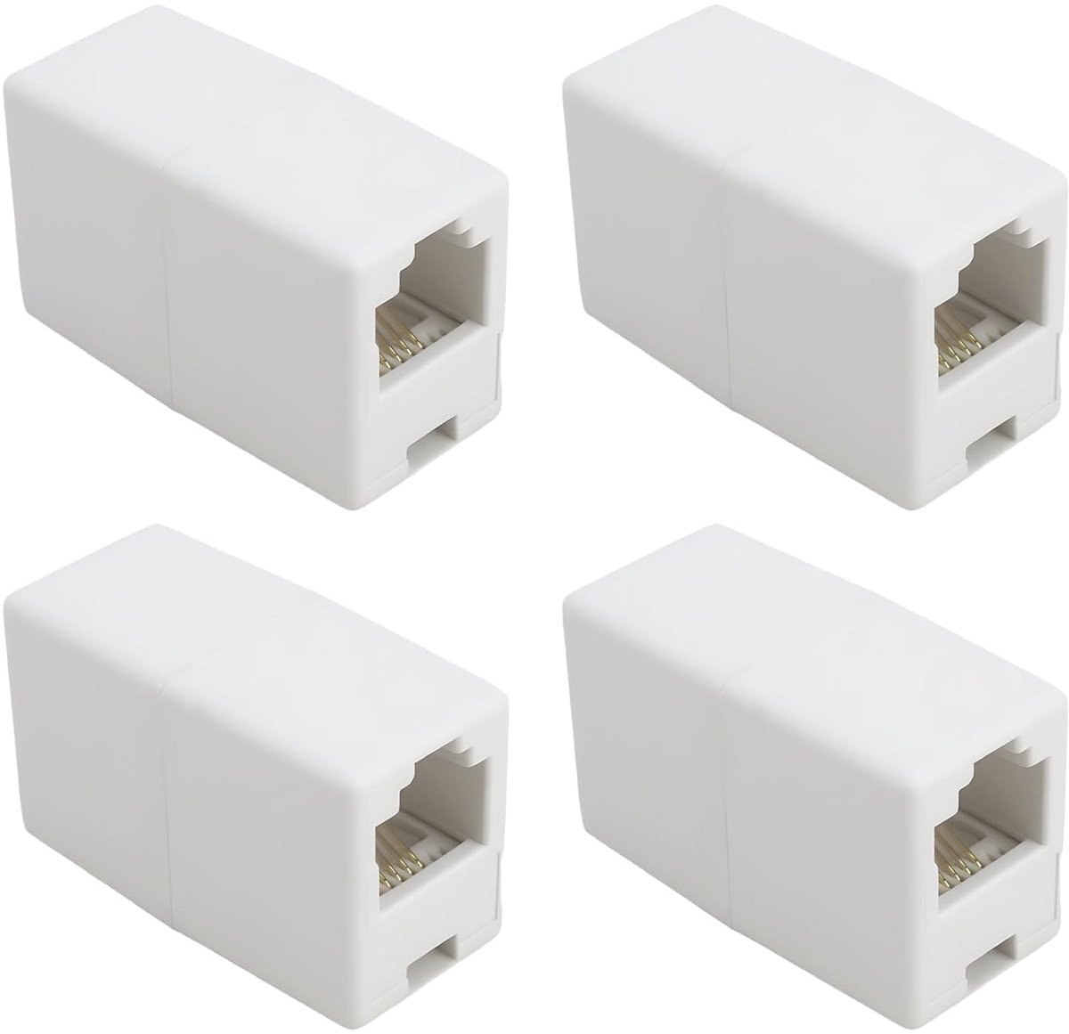SnelShoppen - 4Pcs RJ11 6P4C Coupling Female to Female Adapter voor Vaste Telefoon, Fax en ADSL Modems - Betrouwbare Verbinding, Compact en Lichtgewic