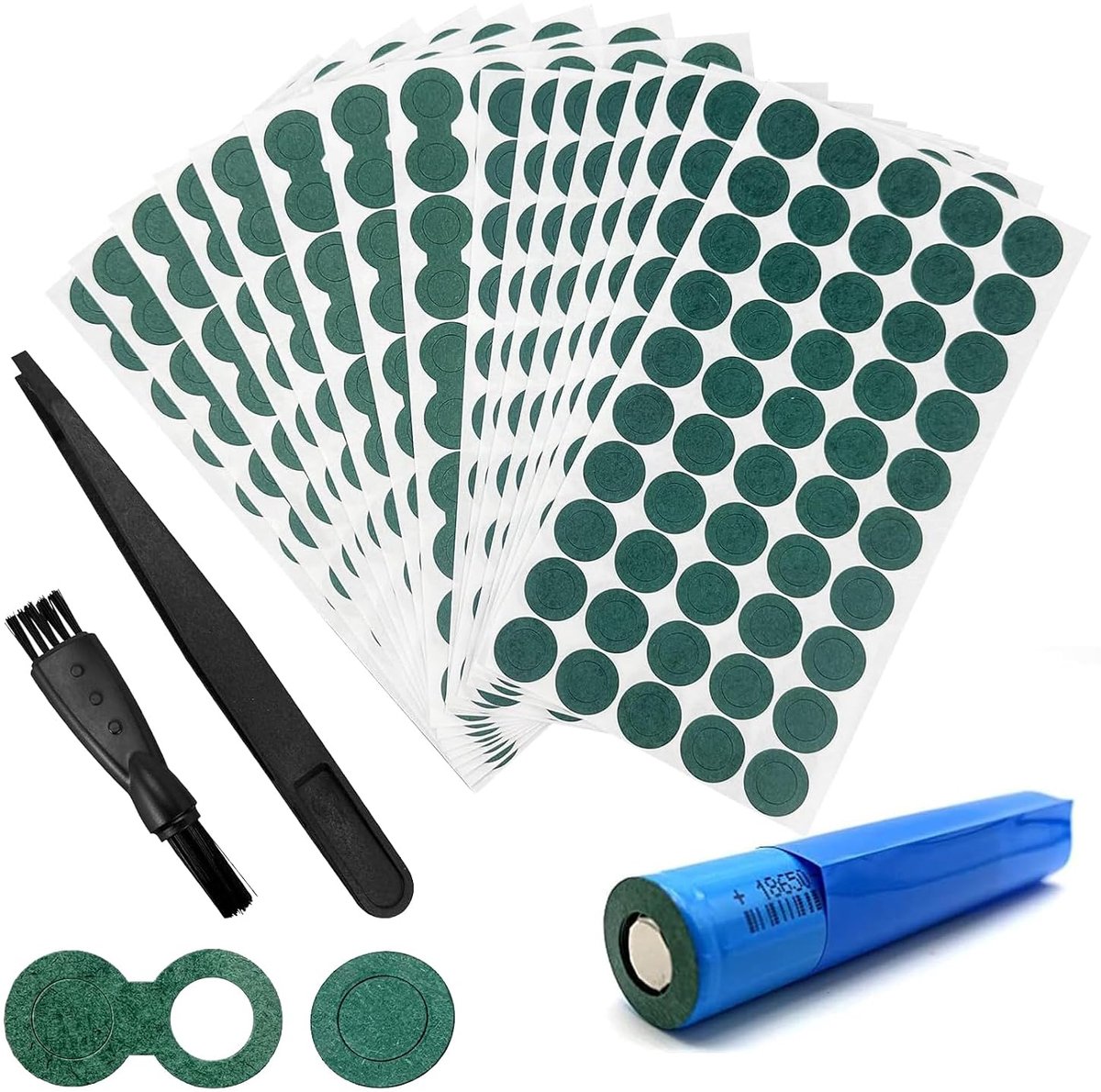 Ctyjia 18650 Lithium Batteries Insulation Rings Insulating Self-Adhesive Paper with Plastic Tweezers Cleaning Brush - ShopVlot