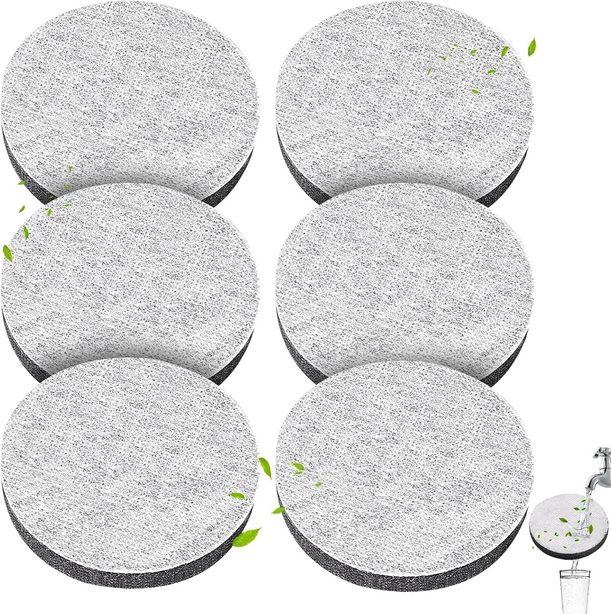 Filterdisc set van 6 - vervangingsschijven - actief kool - vermindert chloor en micropartikelen - SnelShoppen