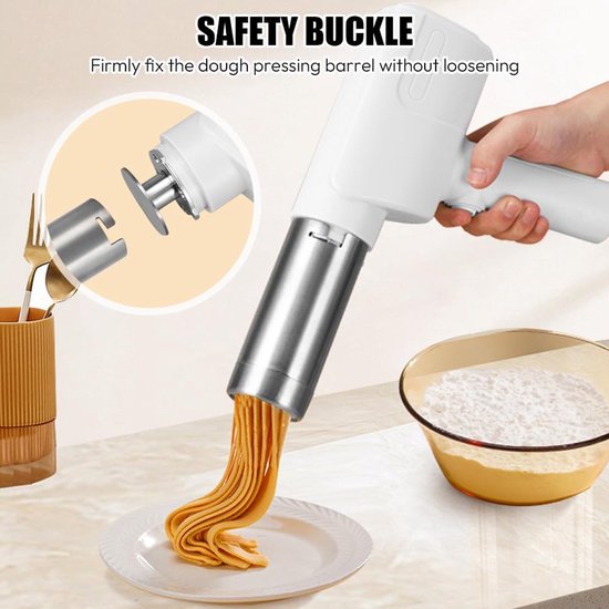 SnelShoppen - Draadloze Elektrische Pastamaker, 2000 mAh Oplaadbare Pasta Machine met 5 Persmallen voor Zelfgemaakte Pasta/Spaghetti Macaroni - Ideaal — afbeelding 3
