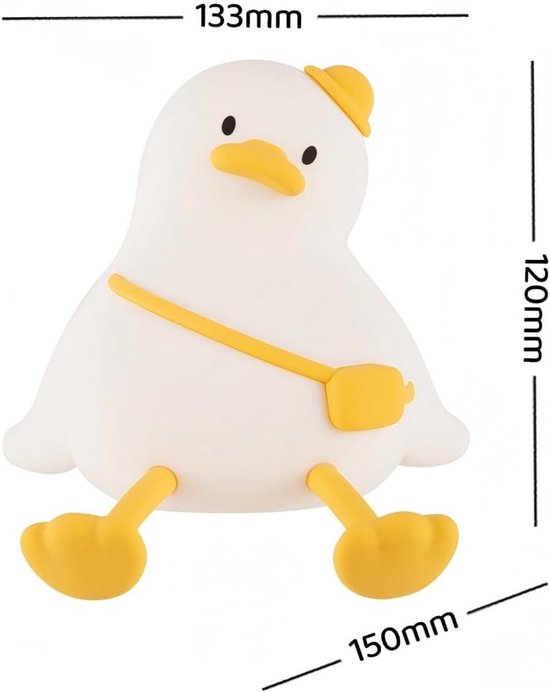 Eendvormig nachtlampje voor kinderen - Aanraakdimbaar - Oplaadbaar - Draagbaar LED-nachtlampje - Geschikt voor babykamers, peuterkamers, kinderdagverblijven en kinderkamers - Leuk nachtlampje met timer - Perfect voor baby's - Verjaardagscadeau — afbeelding 5