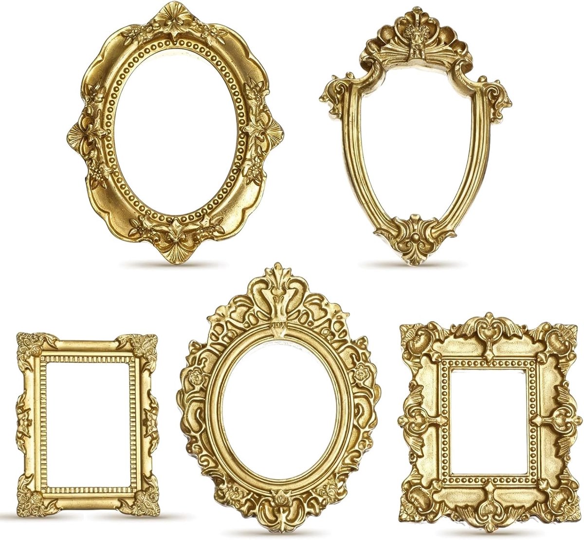 Set van 10 Mini Gouden Vintage Fotolijstjes voor Tafel of Muur