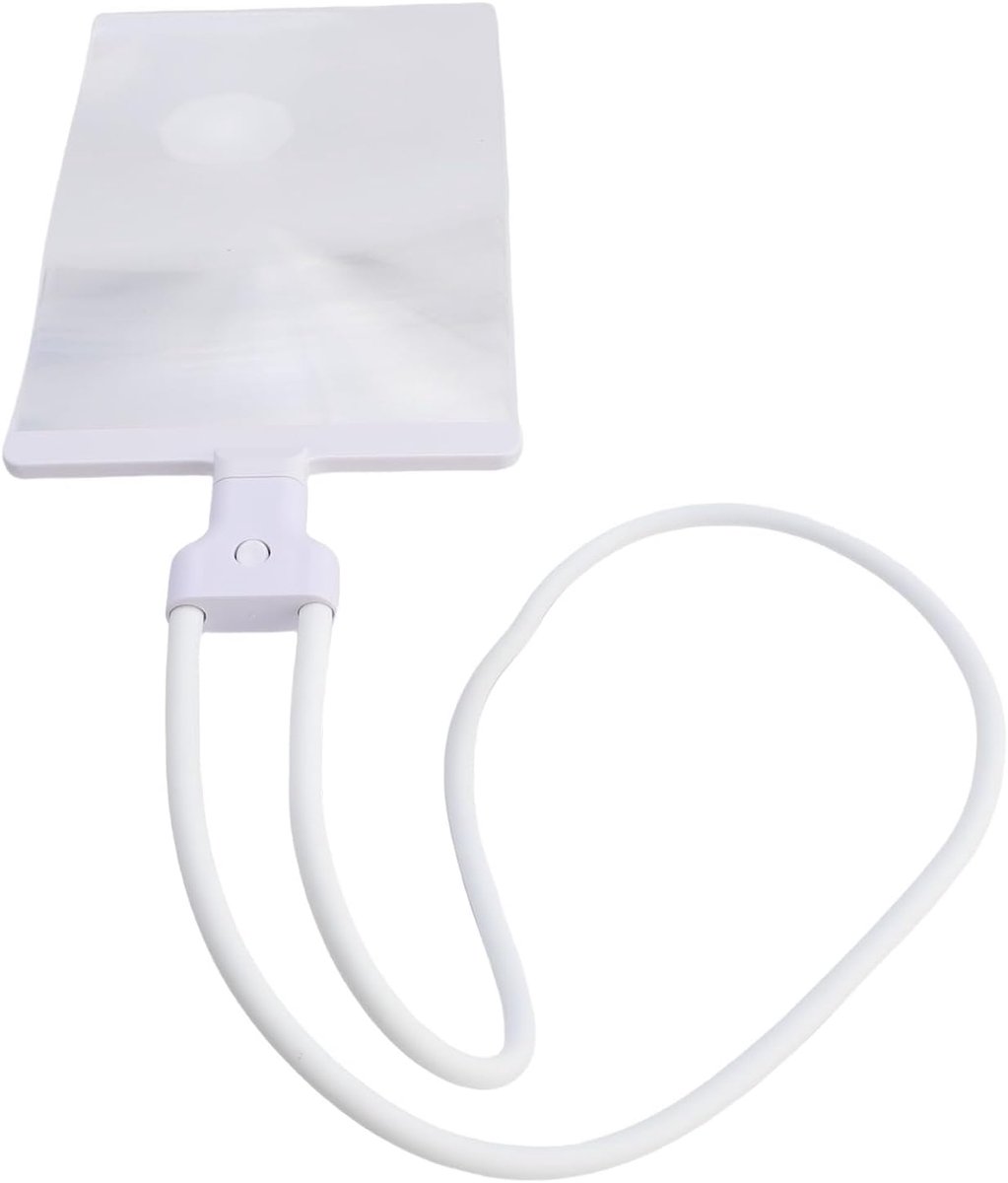SnelShoppen - Hangende Nek Vergrootglas 4x Vergroting, Flexibele Ganshals Halsdrager, Pagina Vergrootglas voor Lezen, Repareren, Borduren, Wit