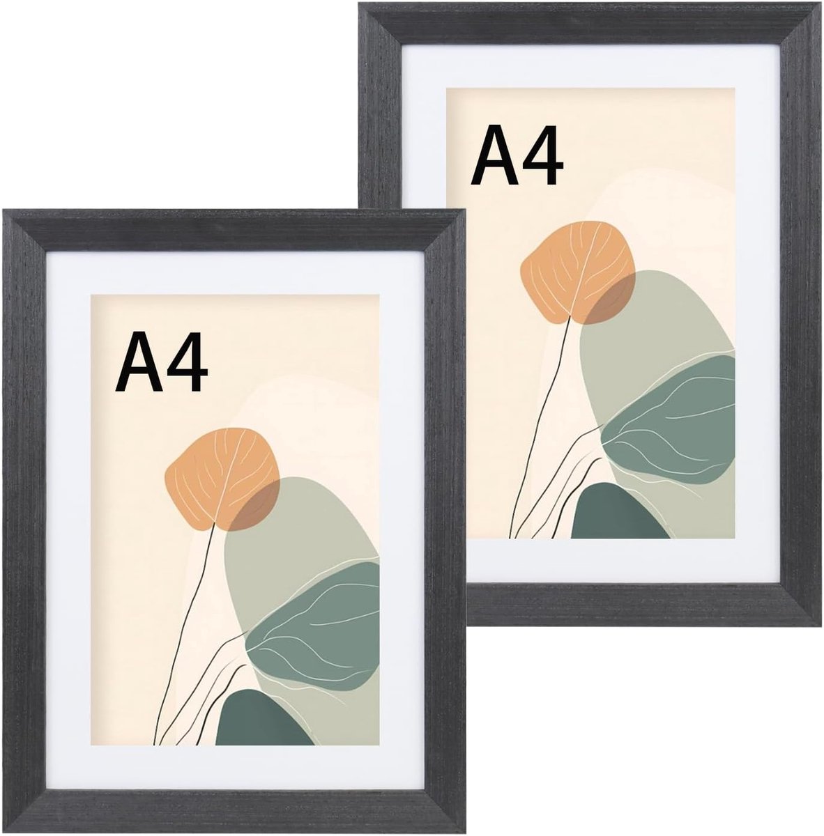 SnelShoppen - A4 Fotolijsten Set van 2 Hout met Kartonnen Wand Tafel Display Horizontaal Verticaal Groot met Houder voor Kunst Foto Schilderij Certifi