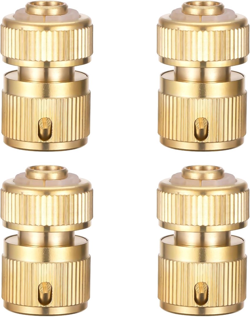 SnelShoppen - 4-delige Tuinslang Koppeling Messing 1/2 inch, Tuinslang Adapter, Snelle Koppeling Tuinslang, Koppeling voor Slangen en Tuin Gereedschap