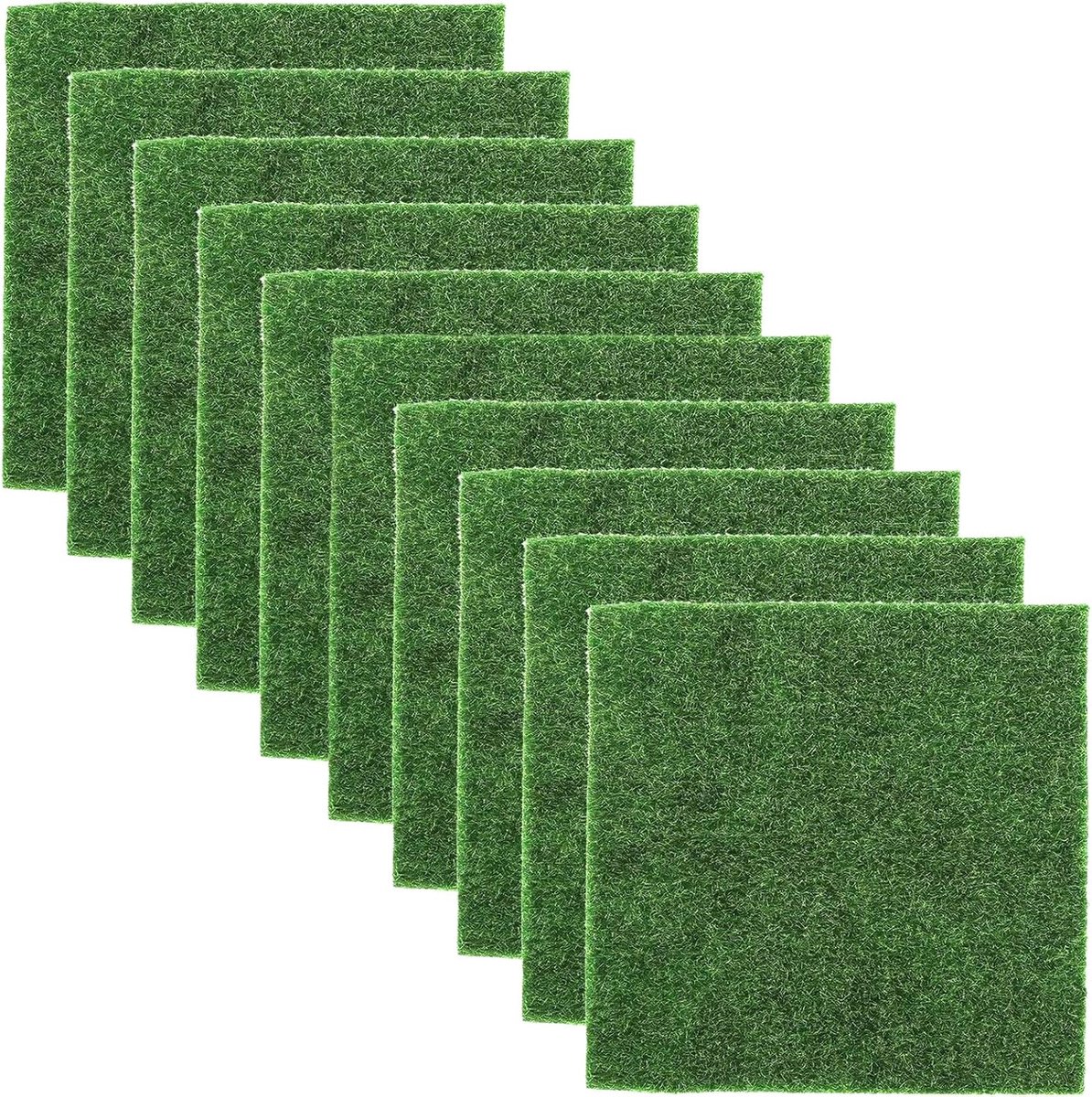 SnelShoppen - Pack van 10 Miniatuur Mos Gras 15 x 15 cm Groen Kunstgras Herbruikbaar Realistisch Miniatuur Gazon Decoratie DIY Knutselen