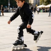 PIPIPOXER-Kinder Skeelers - Inlineskates Verstelbaar - Lichtgevende wielen -Maat M (35-38)-Zwart