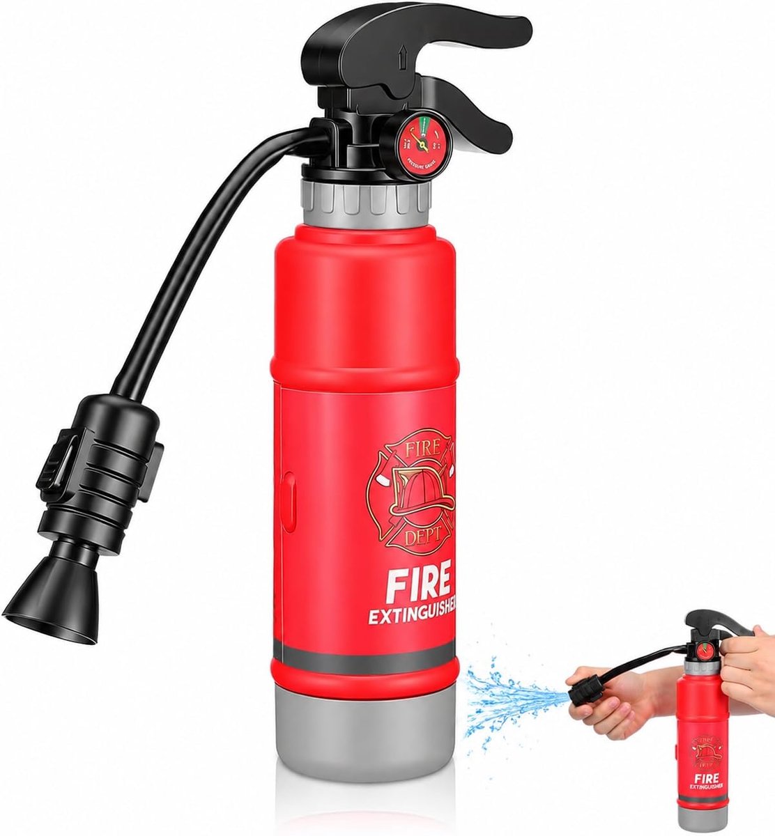 SnelShoppen - Speelgoed Brandblusser Water Spray Functie - Realistisch Brandweerman Speelgoed met Flexibele Slang - 500 ml tot 2.5 liter - Perfect voo