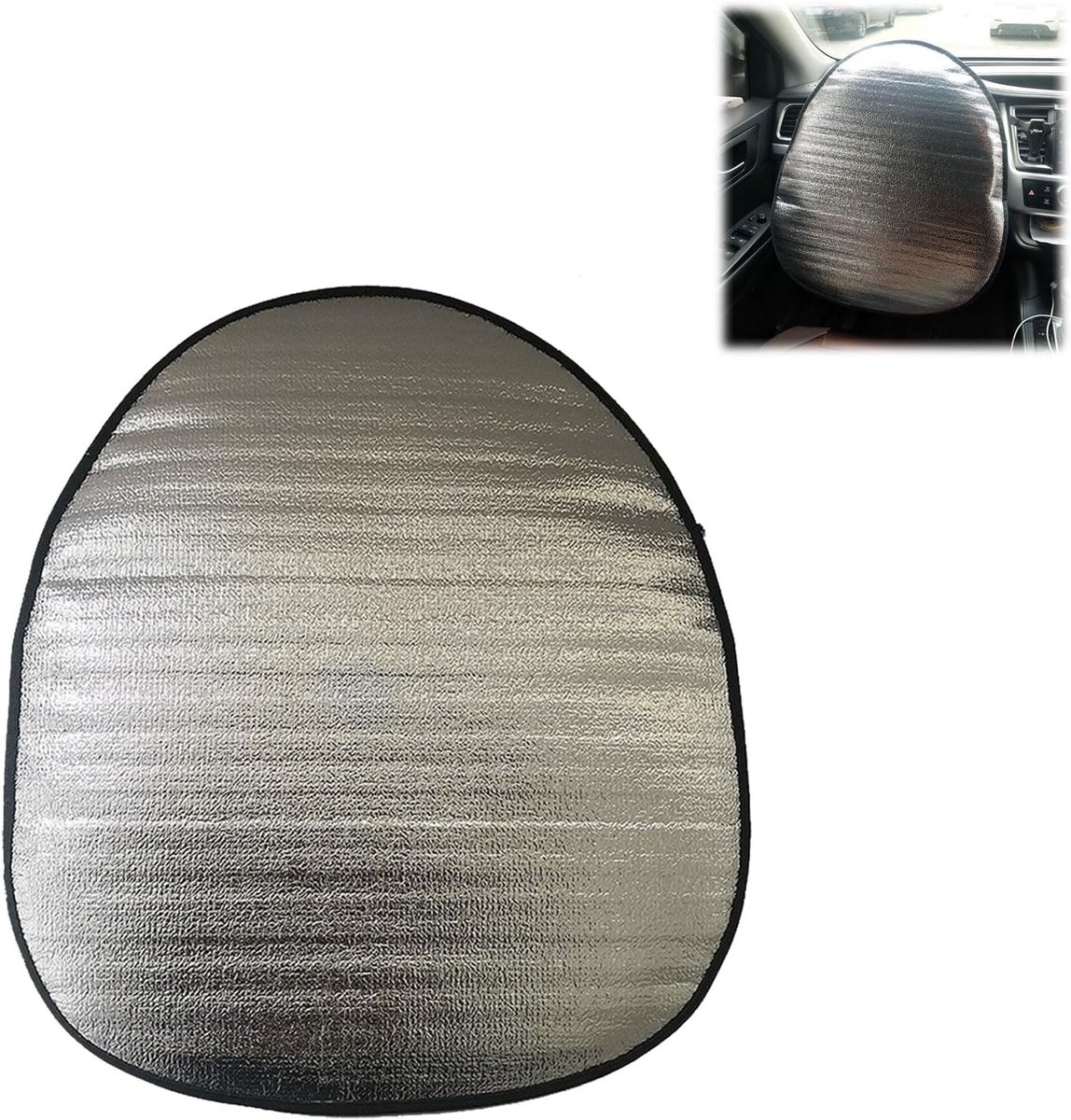 SnelShoppen - Auto Stuurwiel Zonnebescherming, Universele Zonnebrand Luifel voor Stuurwiel, 44 x 50 cm, Aluminium UV Bescherming, Voorkomt Verkleuring