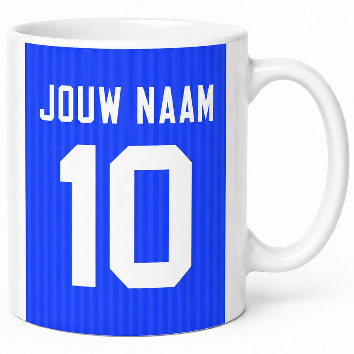 Voetbalmok Allstar Collection – Kleur Blauw – Gepersonaliseerde Mok met Naam en Rugnummer – Voetbal Mok – 325 ml