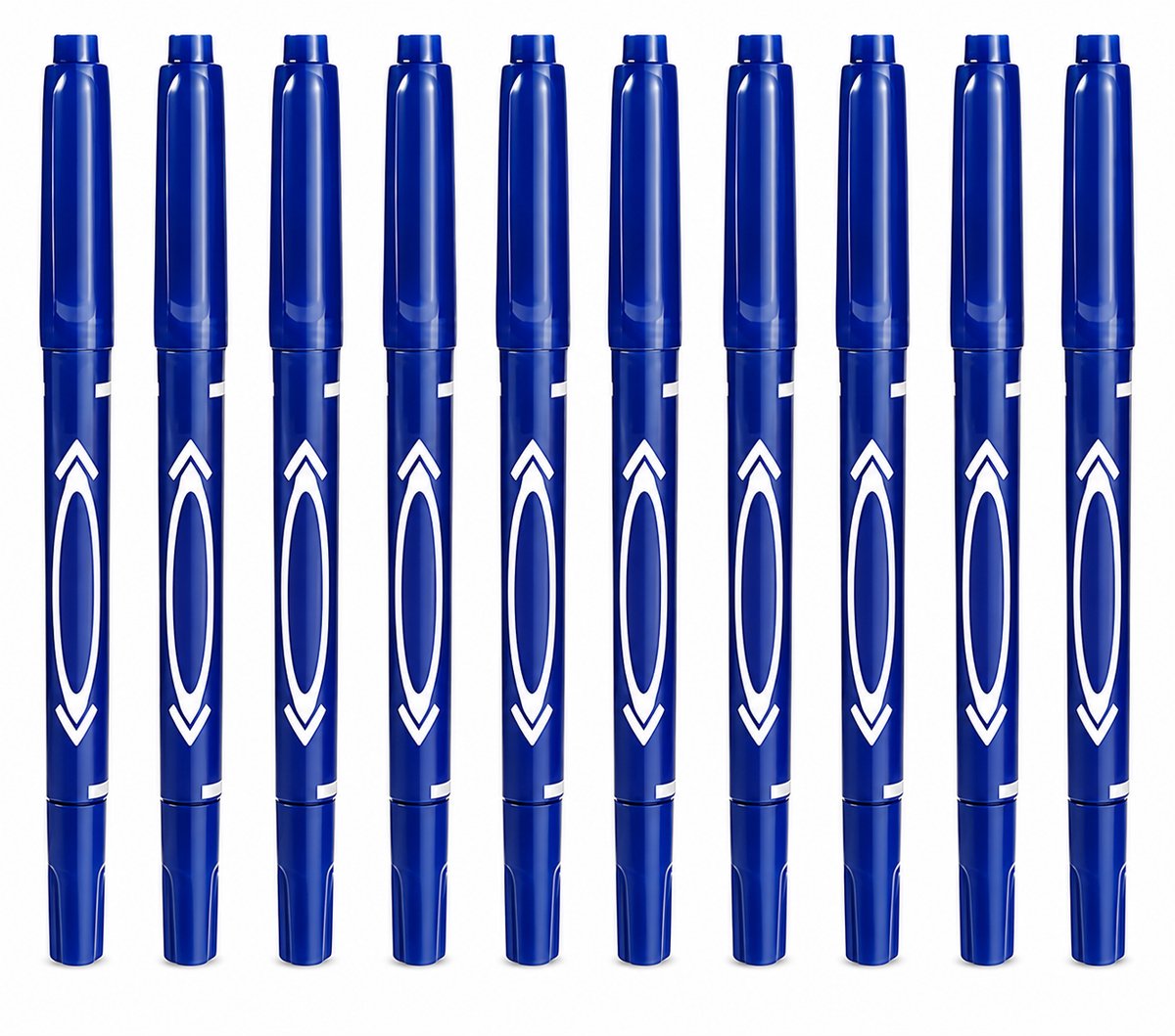 10x Dubbelzijdige Permanente Marker Blauw – Blauwe Stift – Fijne & Brede Punt – Watervaste Permanent Marker – Voor Papier, Karton, Kunststof, Glas, Metaal en Hout