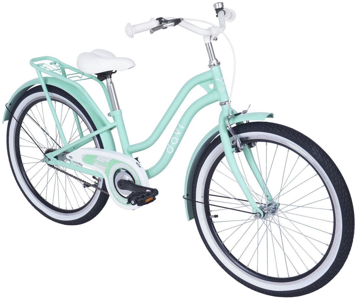 Davi Molli – Kinderfiets – 24 inch – 1 versnelling – Terugtraprem – 130-165 cm – Mintgroen – Meisje