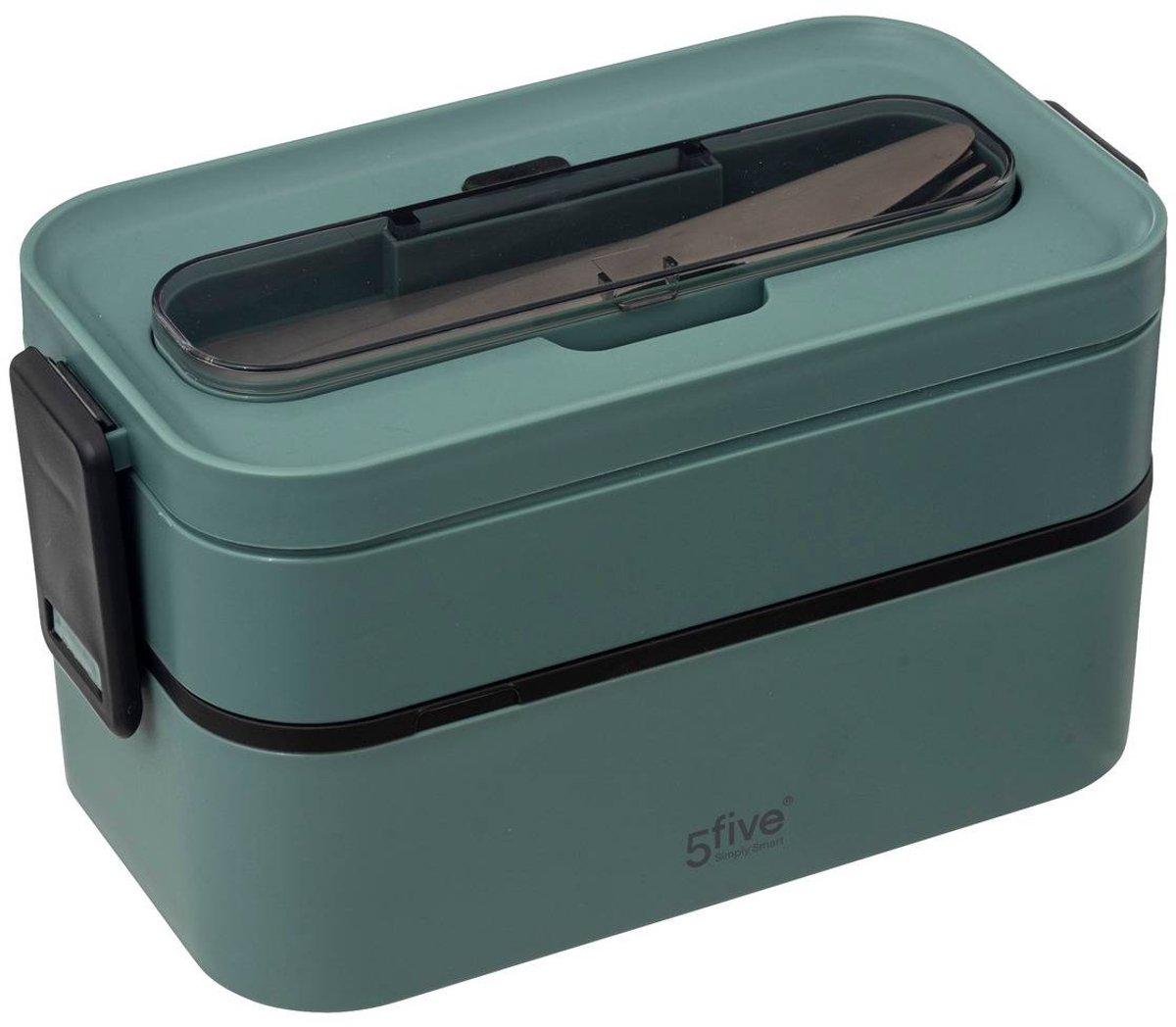 Lunchbox met twee vakken en bestek