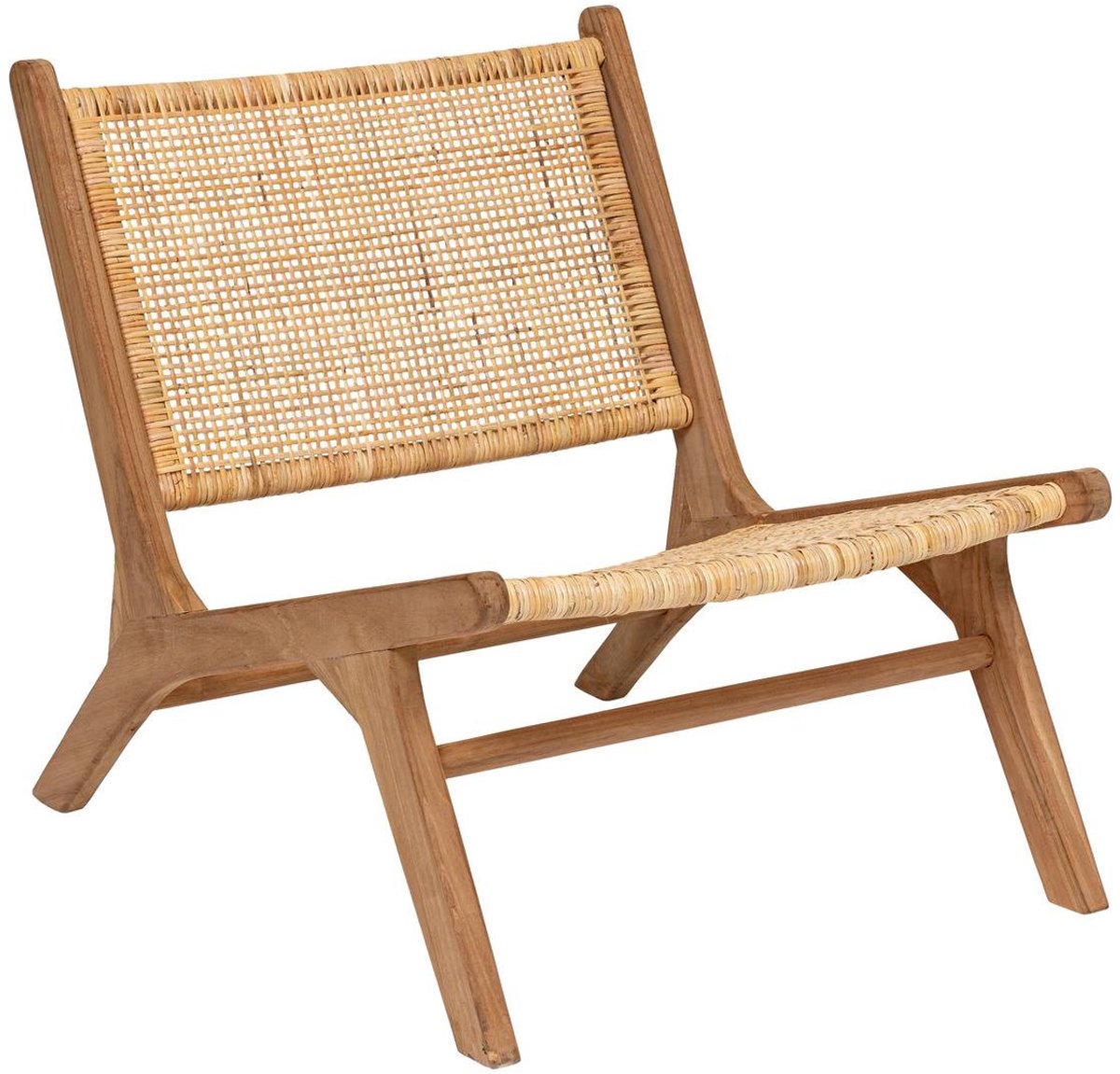 Fauteuil van teakhout en gevlochten rotan TIMOR