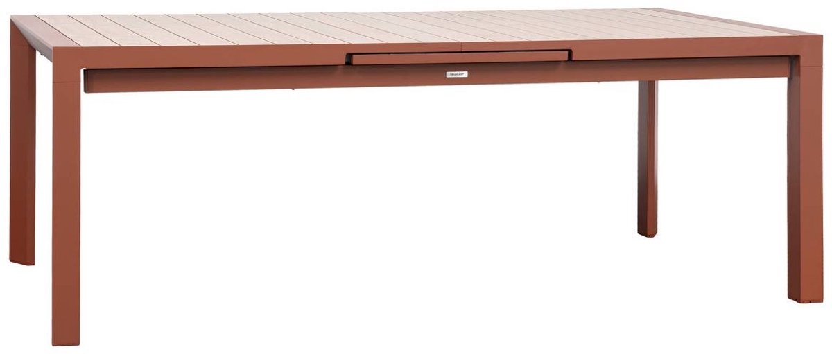 Uitschuifbare tuintafel voor 10 personen van aluminium met houteffect ÉVASION