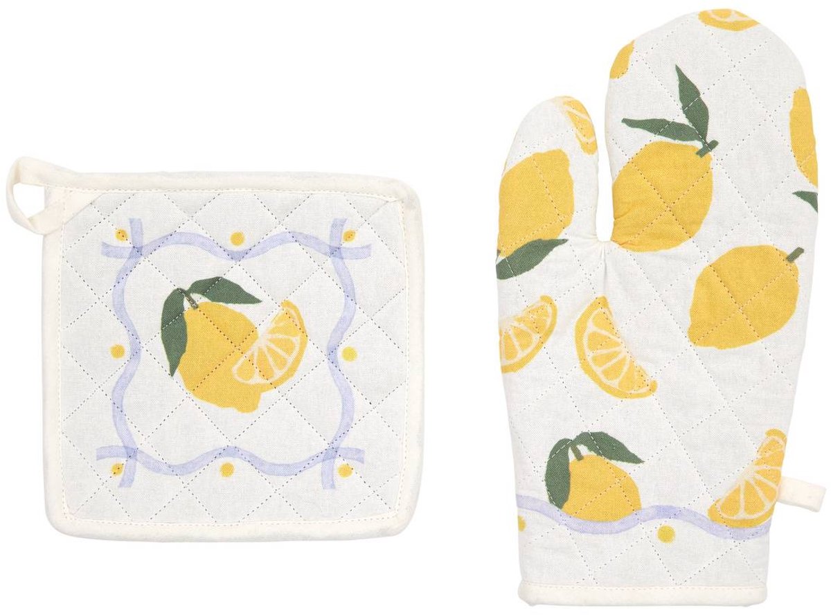 Ovenwant en pannenlap met citroenprint FRUITY
