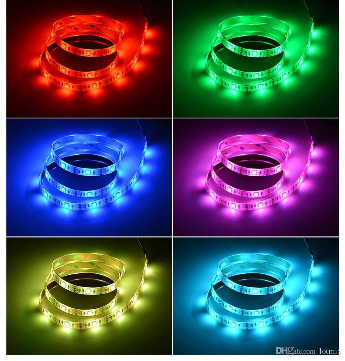 RGB Led strip - 5 meter - complete set RGB 20 kleuren Incl. 44 button ...