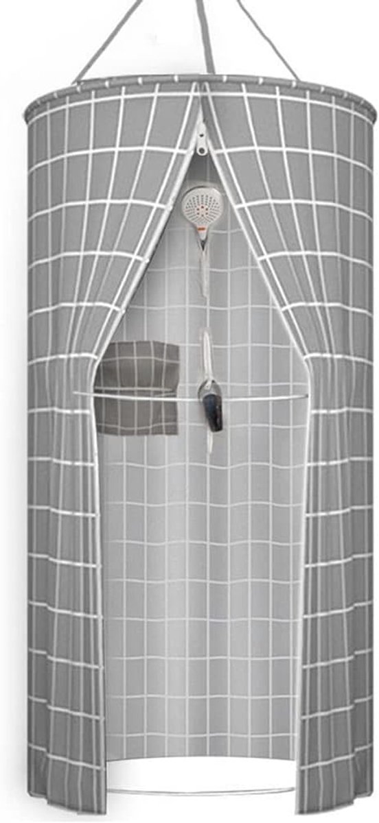 SnelShoppen - Ronde Douchegordijn Polyester Hangend Warmte Isolatie Dubbele Rits, Draagbaar Douchegordijn, Modern Voor Badkamer Decoratie