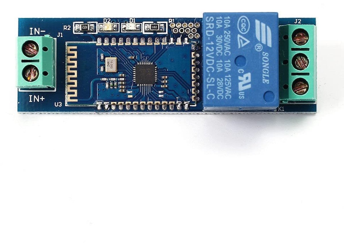 SnelShoppen - Bluetooth Relais Module 12V Draadloze Mobiele Telefoon Afstandsbediening Schakelaar met Indicatorlampje voor Android
