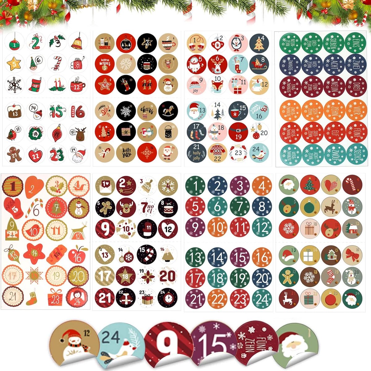 8 x 24 Advent Calendar Number Stickers, Advent Calendar Number Stickers, Advent Calendar Numbers Stickers for - ShopVlot