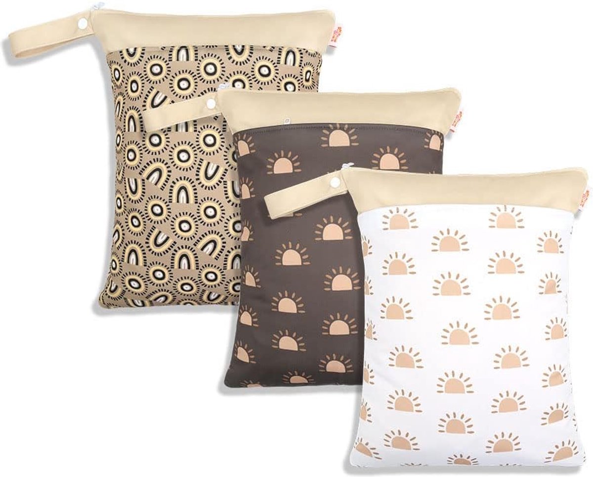 Treer 3 stuks luiertassen voor onderweg, stoffen luiers, nasstaschen, baby wetbag, herbruikbaar, waterdicht, wasbaar - ShopVlot