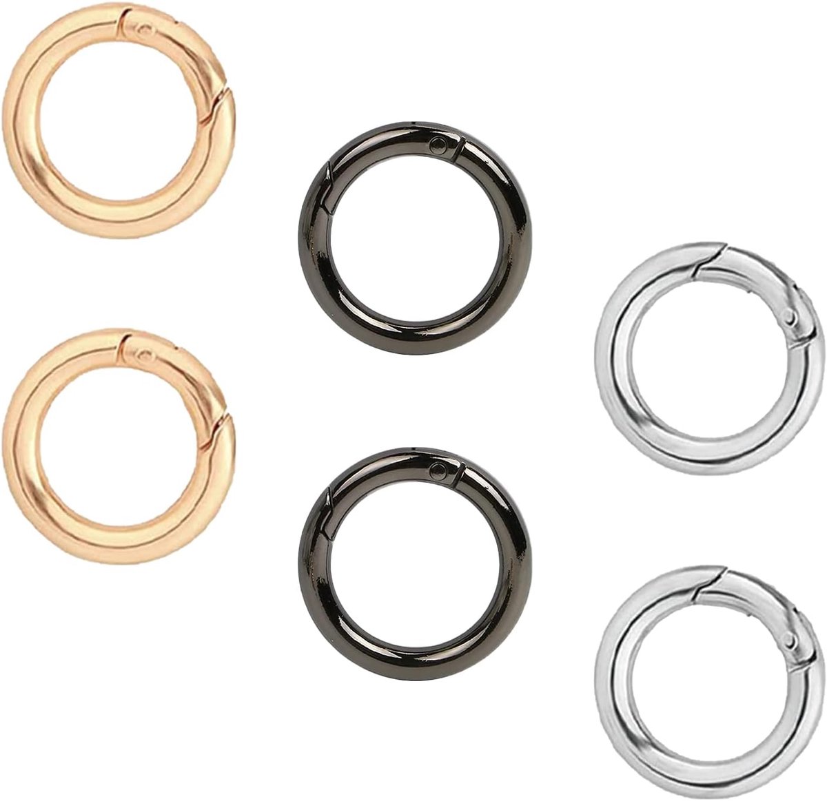 SnelShoppen - 26mm Ronde Carabiner Snap - 6 Stuks Sleutelhanger met Zinklegering - Voor Tassen, Portemonnees, DIY Creaties en Camping