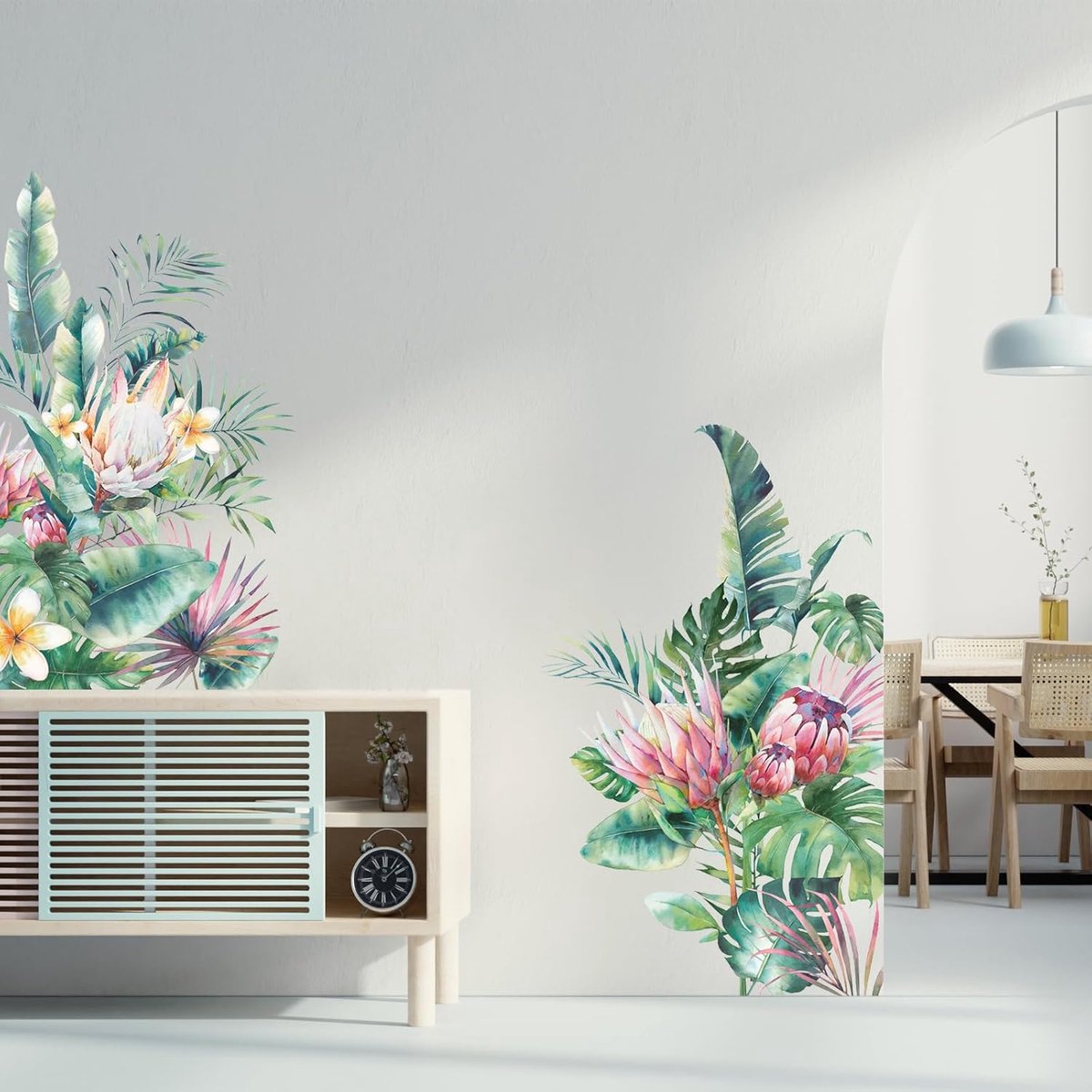 SnelShoppen - Tropical Palm Leaves Wandstickers, Natuurlijke Bloemen Planten Wanddecals, DIY Vinyl Muurkunst voor Kamer Sofa TV Achtergrond Wanddecora