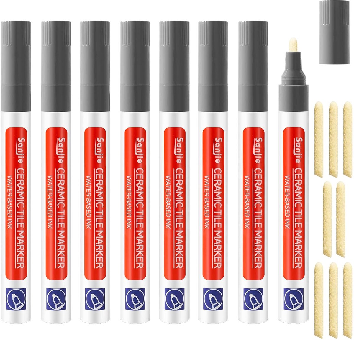 Grout Pen Grijs - 8 Stuks Voordeelset - Vervangbare Tips - Eenvoudige Joints Herstel - SnelShoppen