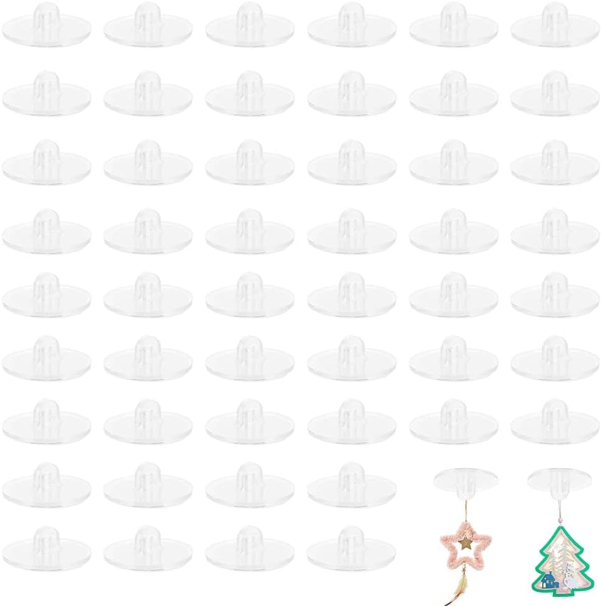 SnelShoppen - 50 Stuks Zelfklevende Plafondhaken, Transparante Suction Cup Haken, Multifunctionele Wandhaken voor Decoratie, Feest, Tuin, Poster, Ball