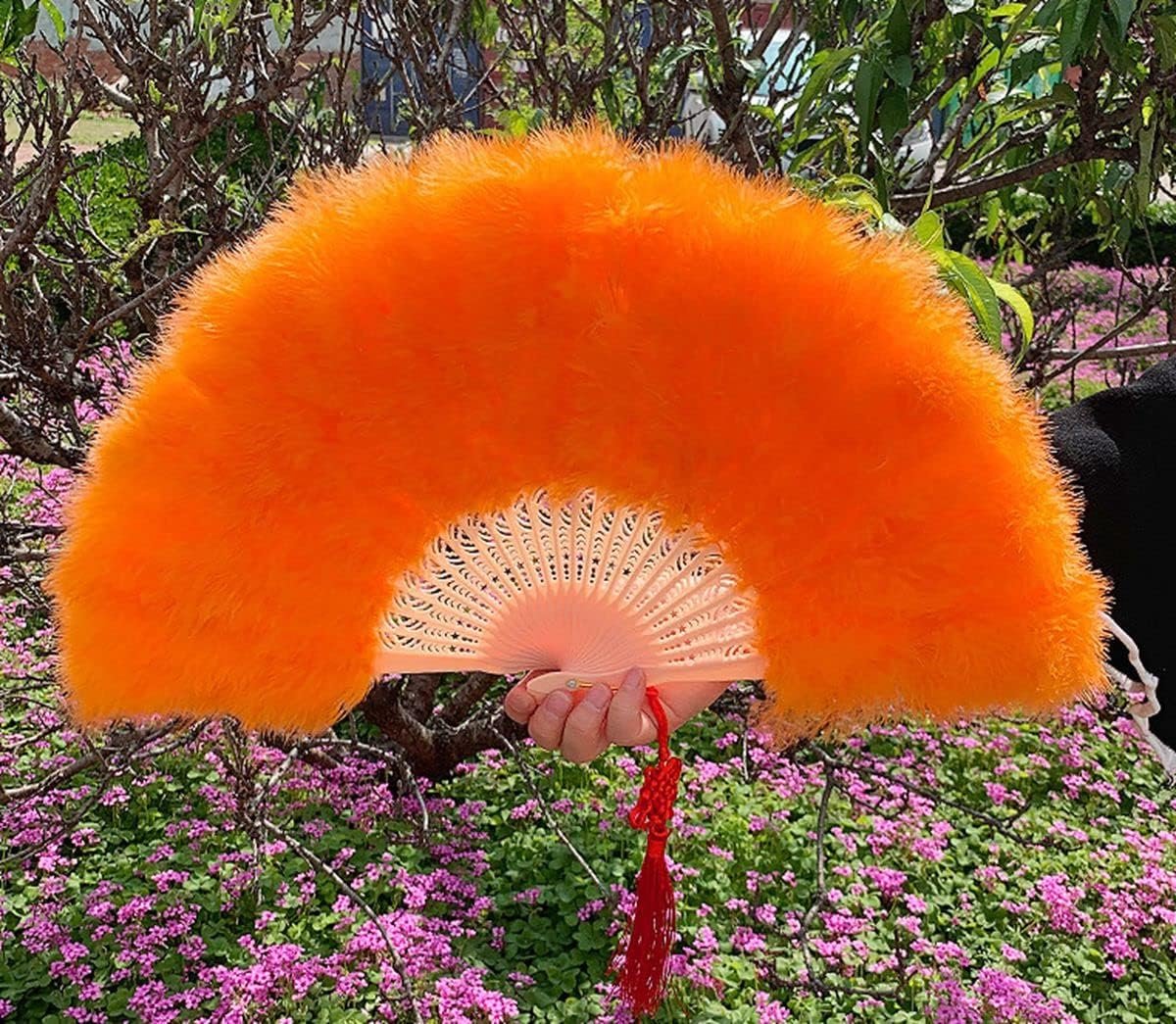 SnelShoppen - 1Pcs Vouwbare Handventilator Pluimen Ventilator Retro Handfan voor Dames - Feest, Bruiloft, Halloween, Kostuum Accessoire, Natuurlijk Ve