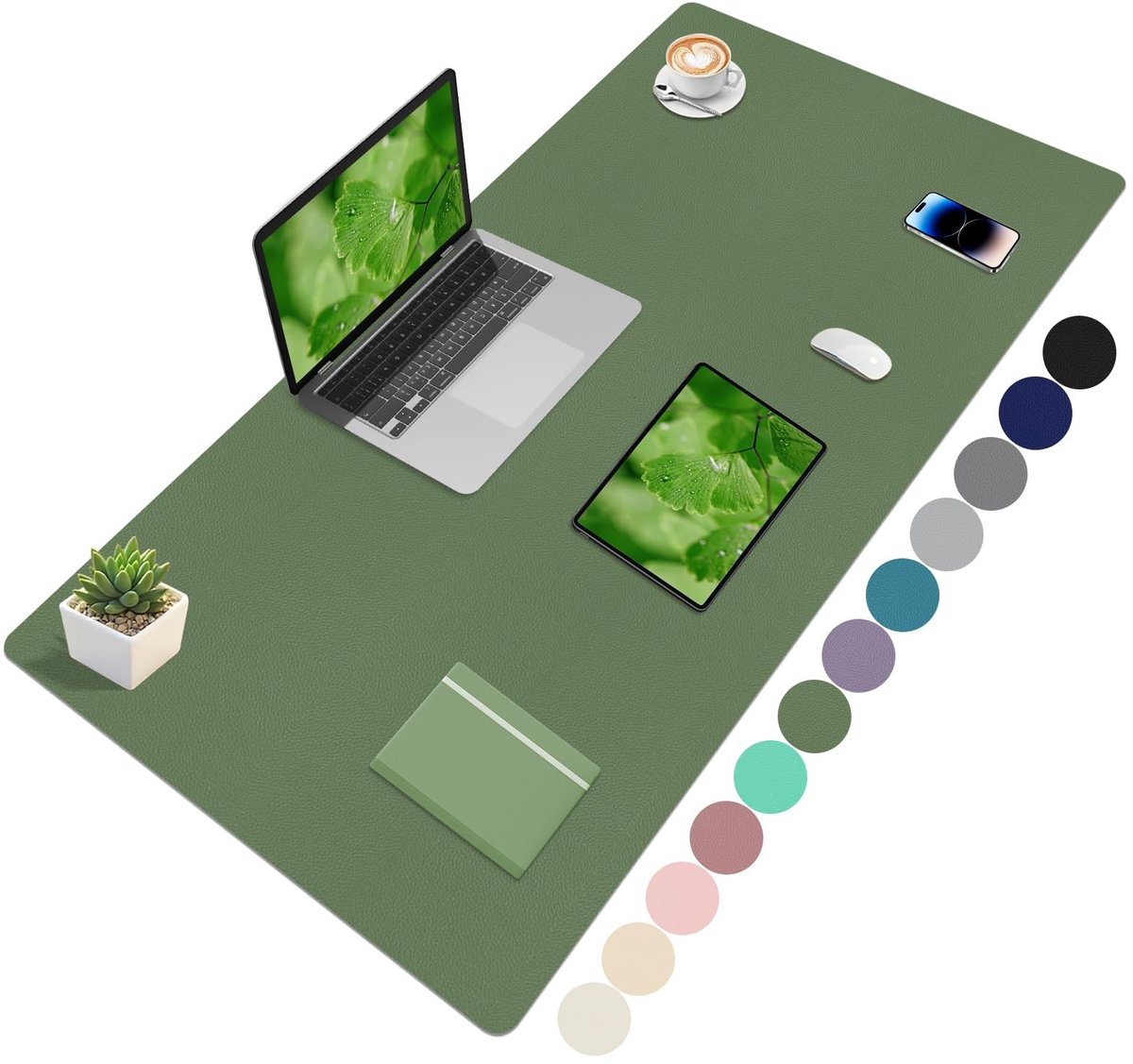 Omgoods - XXL Bureau Onderlegger Non-Slip 120 x 60 cm Olive Groen