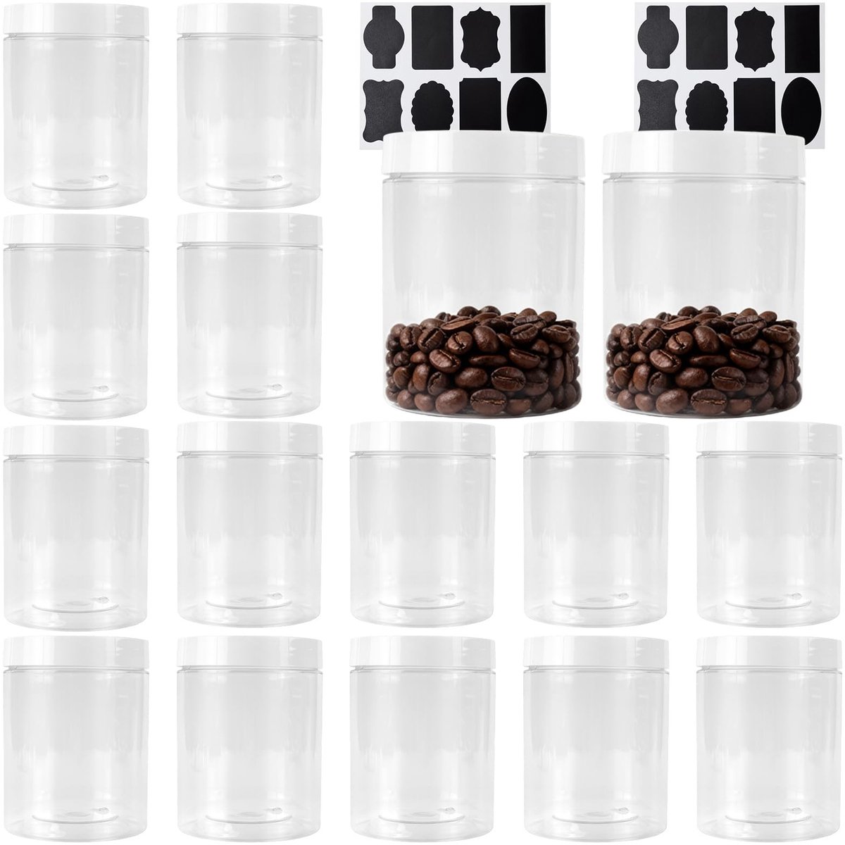 Omgoods - Set van 16 Transparante Plastic Bewaarcontainers 500ml