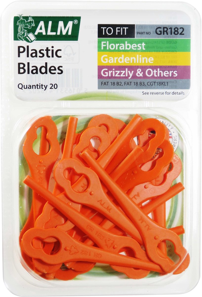 20x ALM maaimessen geschikt voor Lidl Florabest en Parkside PRTA 20, Grizzly, Gardenline, Ikra - FAT 18 - FRTA 20 - accu grastrimmer mesjes - kantenmaaier trimmer reservemessen