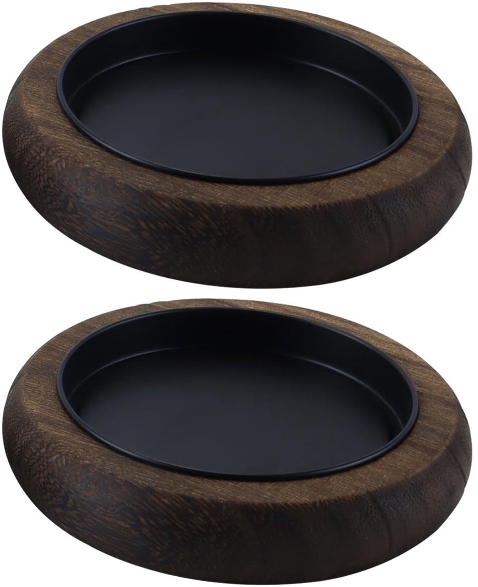 Omgoods - Set van 2 Houten Kaarsenhouders voor de Woonkamer