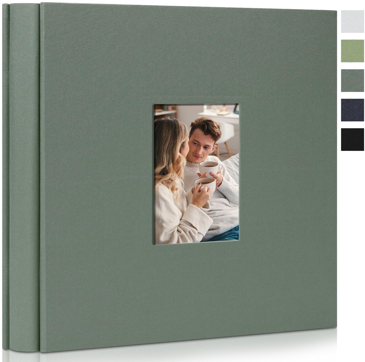 Omgoods - Fotoalbum 10 x 15 cm met 600 Compartimenten, Grijs-Groen