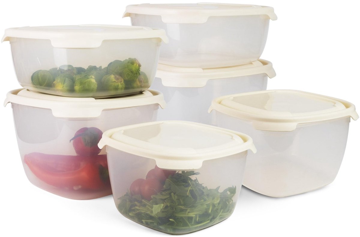 Omgoods - Set van 6 Bewaarcontainers met Deksel voor Voedsel