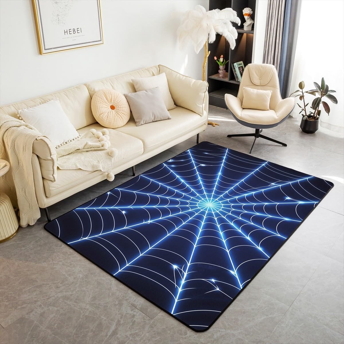 Omgoods - Geometrisch Vloerkleed voor Kinderen in Blauw 100x150cm