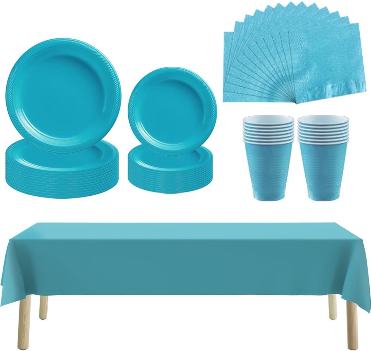 Omgoods - Blauwe Feestservies Set voor 20 Gasten met Borden en Bekers
