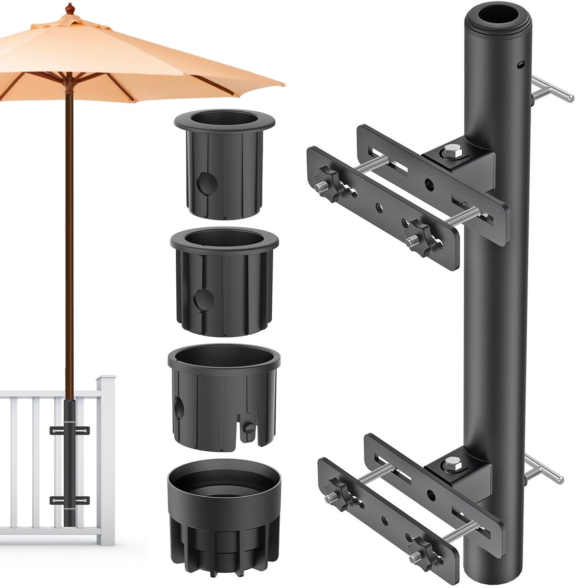 Omgoods - Patio Paraplu Houder voor Deck Railing - Stevige Bevestiging
