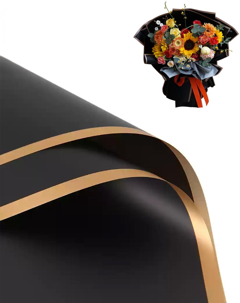 Omgoods - Waterdicht Bloemeninpakpapier met Gouden Rand