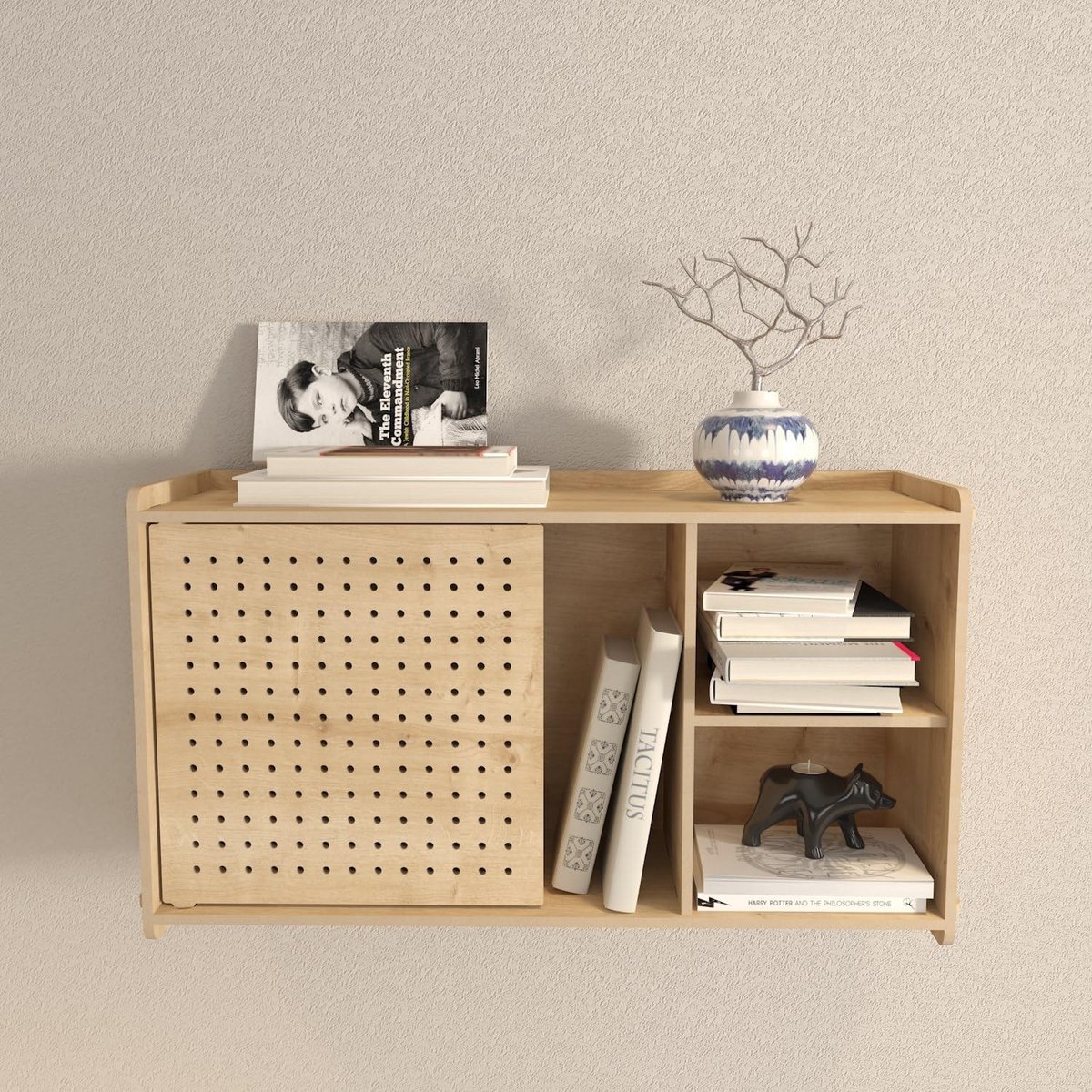 Omgoods - Eiken Wandplank, 65 x 30 x 22 cm, 100% Melamine Coated