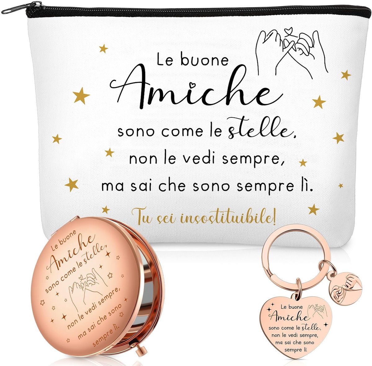 Omgoods- Cosmetische Tas met Spiegel - Make-up Tas - Cadeau voor Vriendin - Dames Tas - Klein - Origineel Geschenk - Make-uptas
