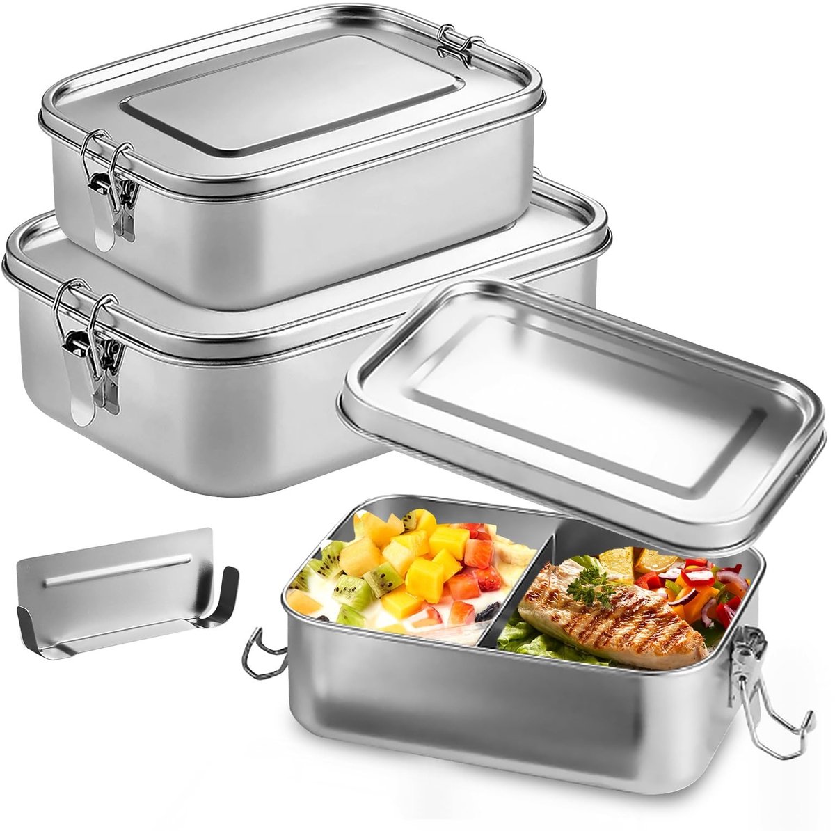 Omgoods - RVS Lunchbox Set van 3, Lekvrije Bento Boxen voor School en Werk