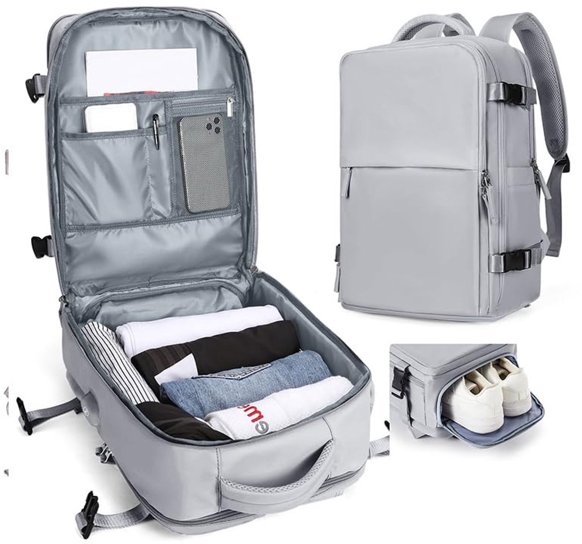 Omgoods - Rugzak met Pomp voor Cabin Luggage 40x30x20 Geschikt voor Reis met Ondersteuning voor 14" Laptop