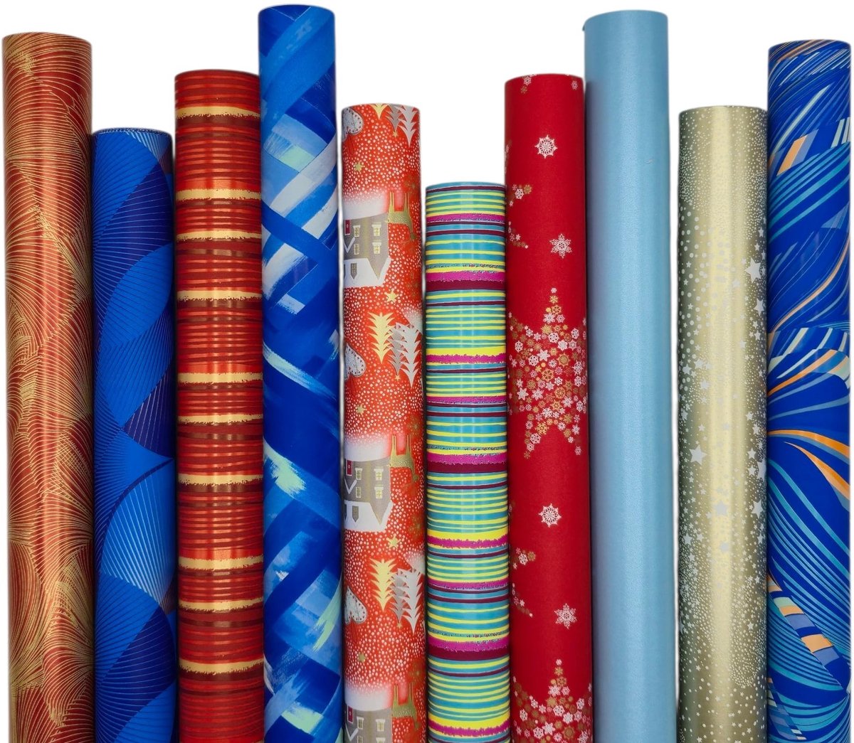 Omgoods - Set van 10 Rollen Cadeaupapier voor Kerstmis