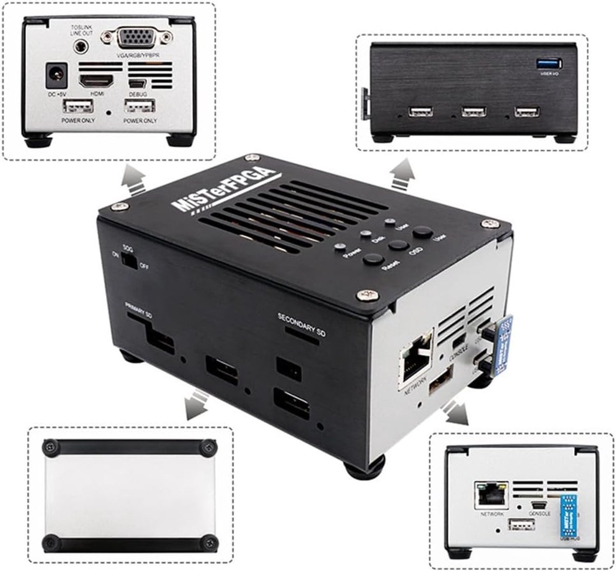 DIY Metaalbehuizing Kits voor DE10-Nano Spelcomputer Accessoires, Geschikt voor Mister FPGA (Zwart) - Duurzaam, Aanpasbaar, Innovatief