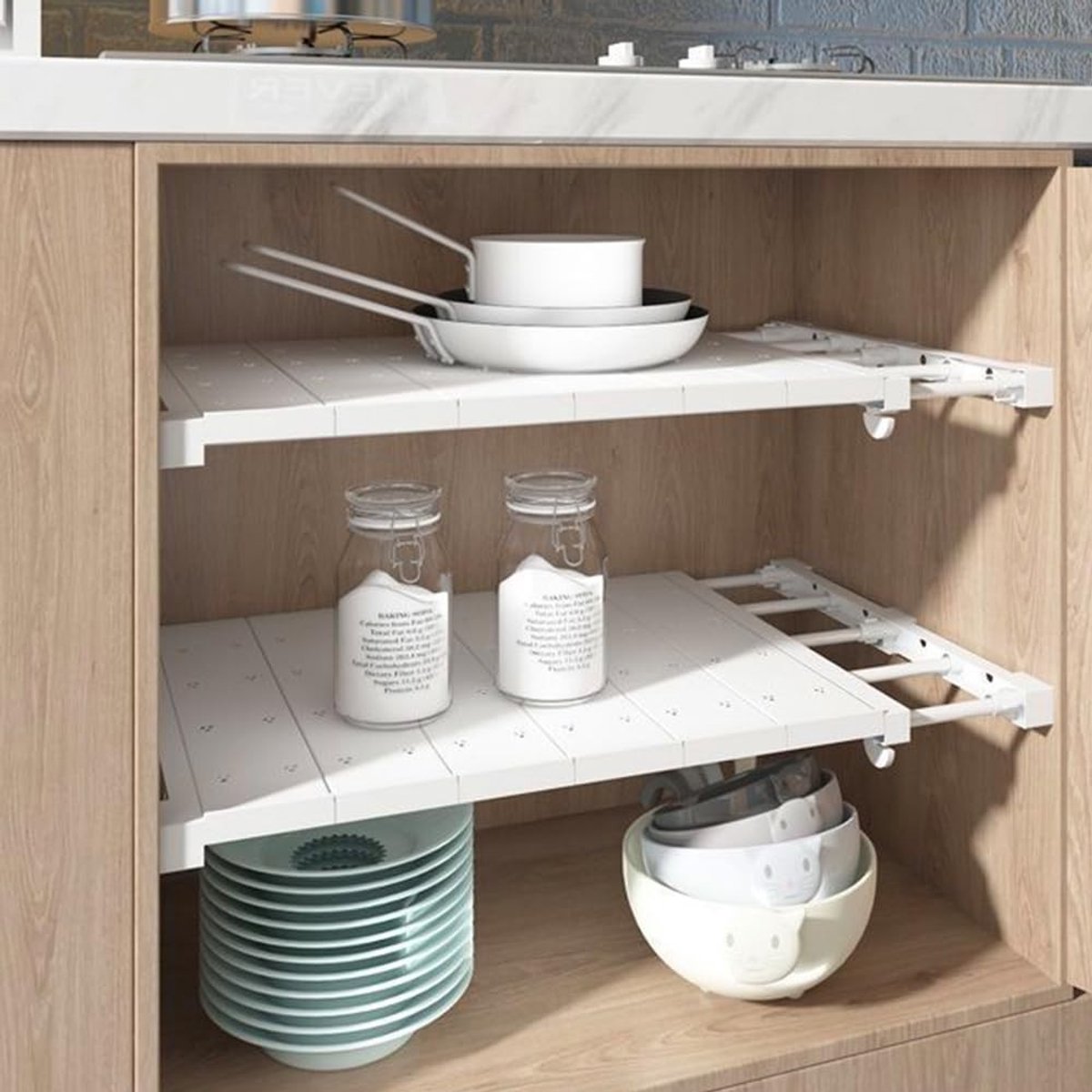 Omgoods - Uitschuifbare Plank voor Kast 42cm met Spanningstang