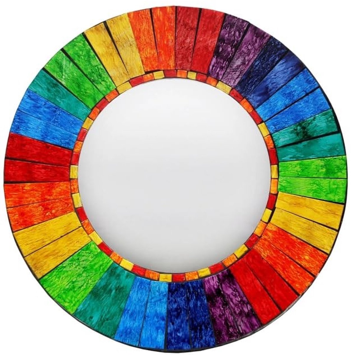 Omgoods - Ronde Regenboog Mozaïek Wandspiegel
