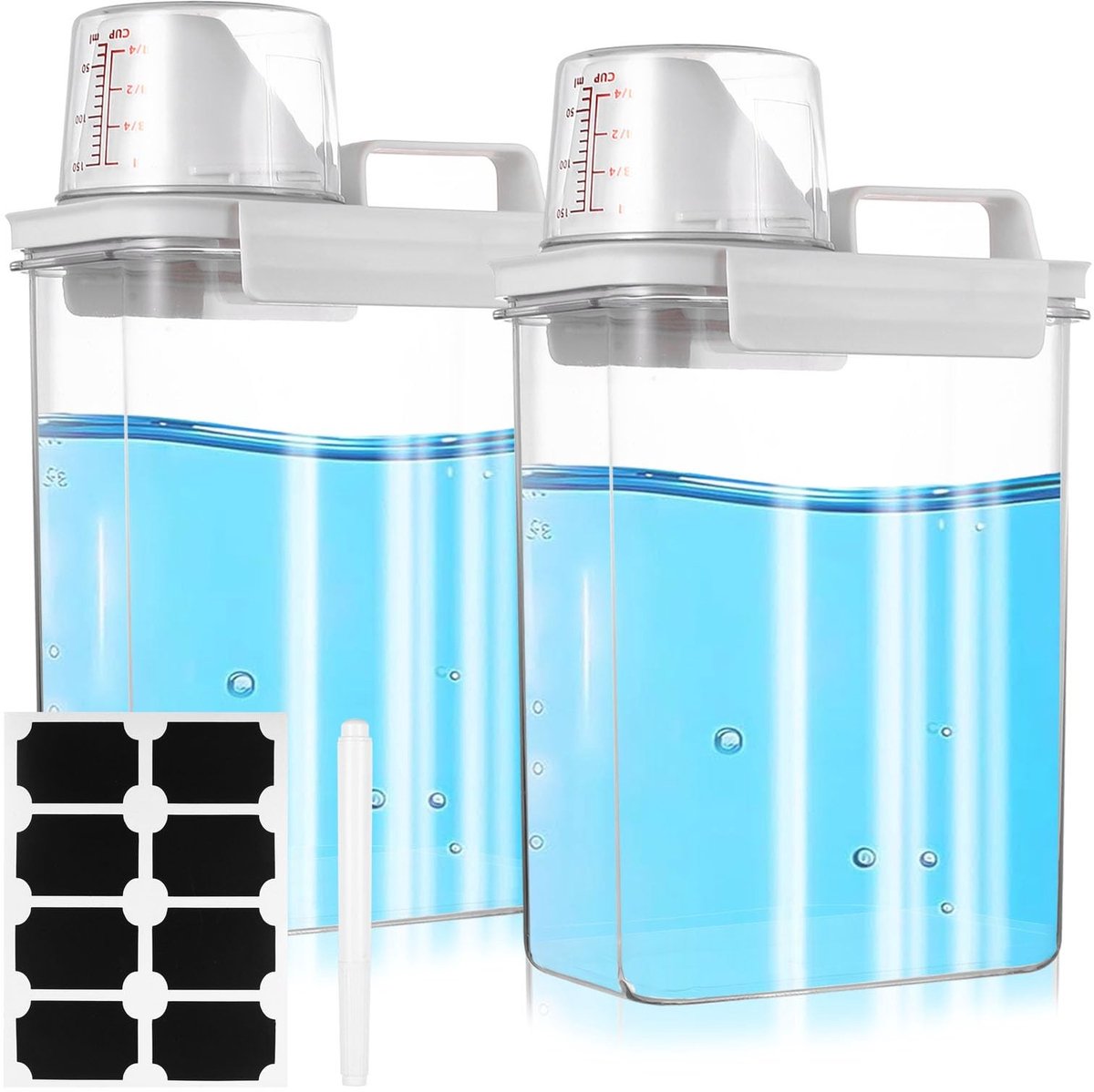 Omgoods - Set van 2 1800ml Wasmiddel Dispenser met Maatbeker